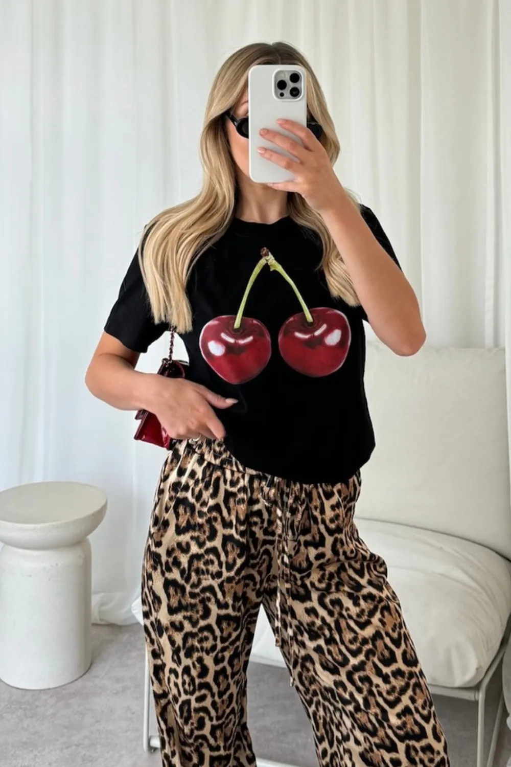 Cherry black printed t-shirt