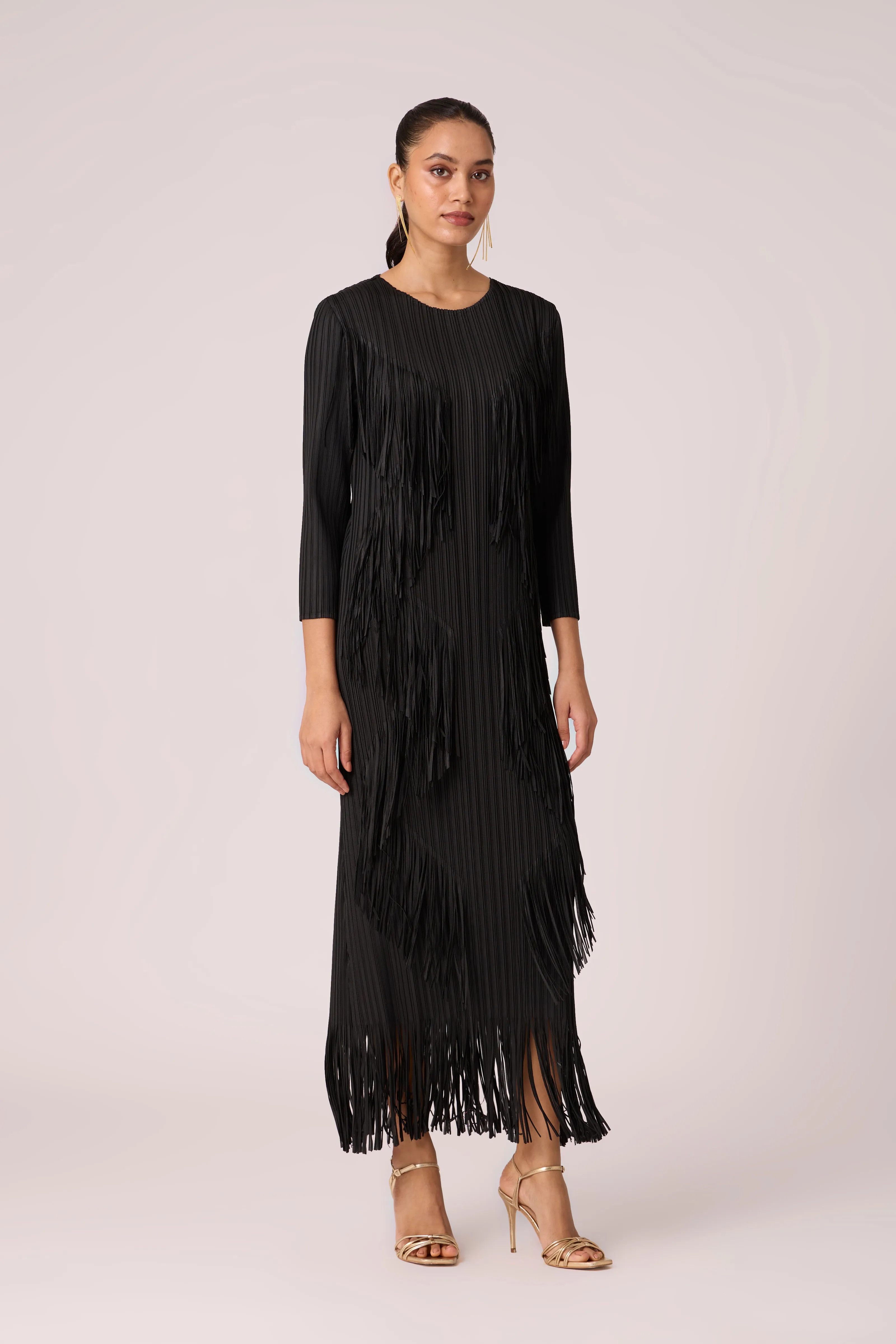 Chloe Fringed Dress - Black