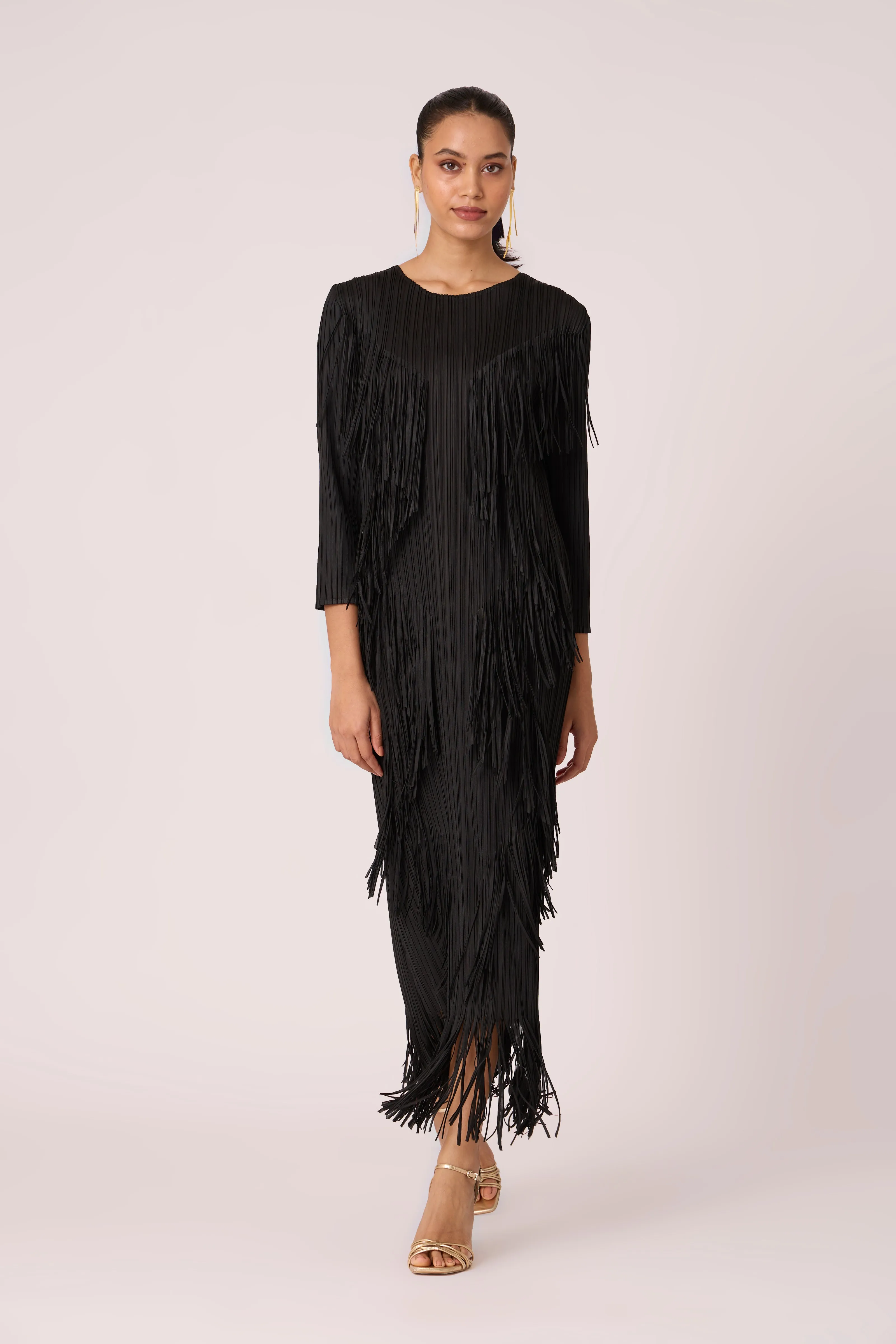 Chloe Fringed Dress - Black