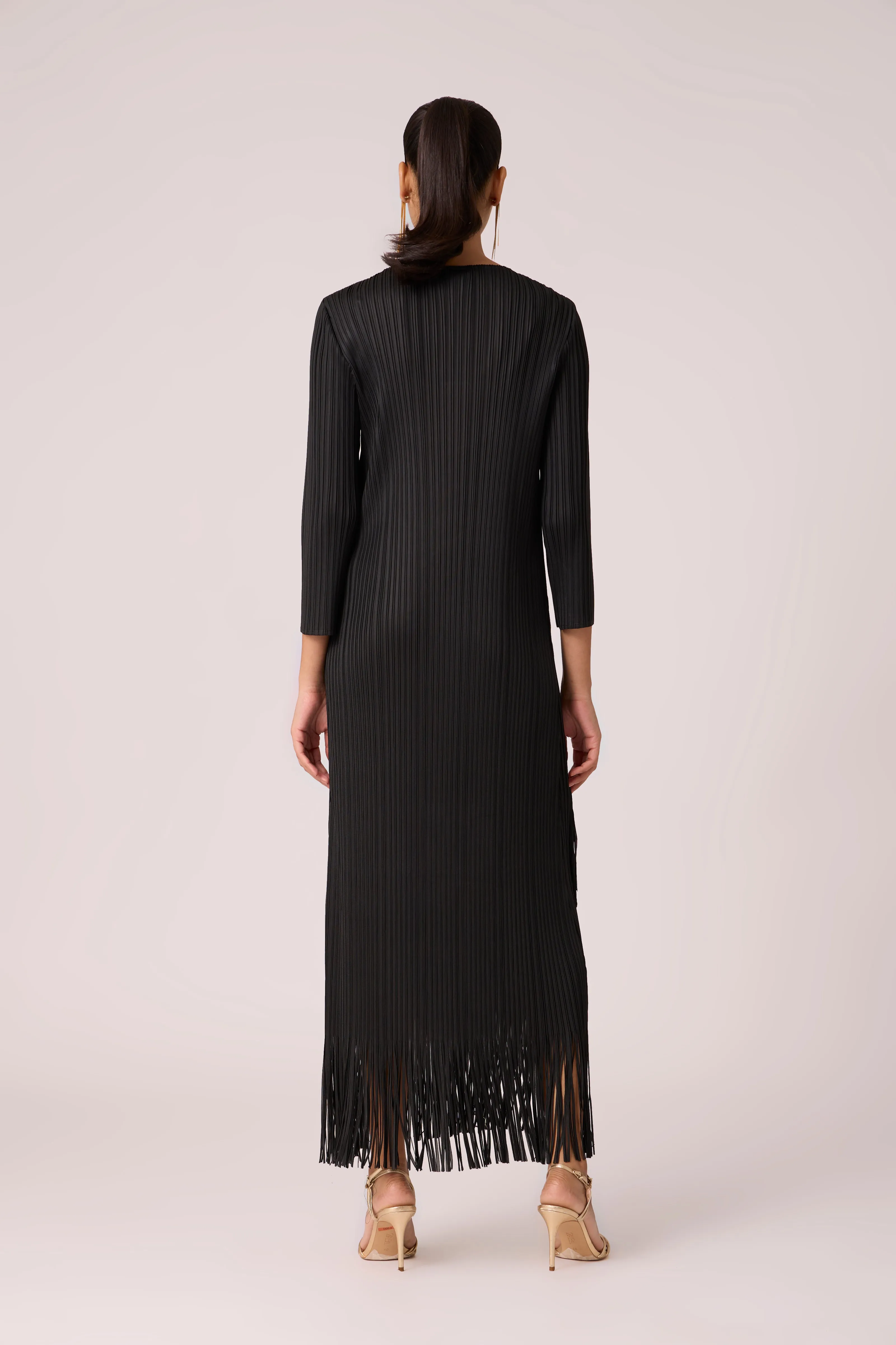 Chloe Fringed Dress - Black