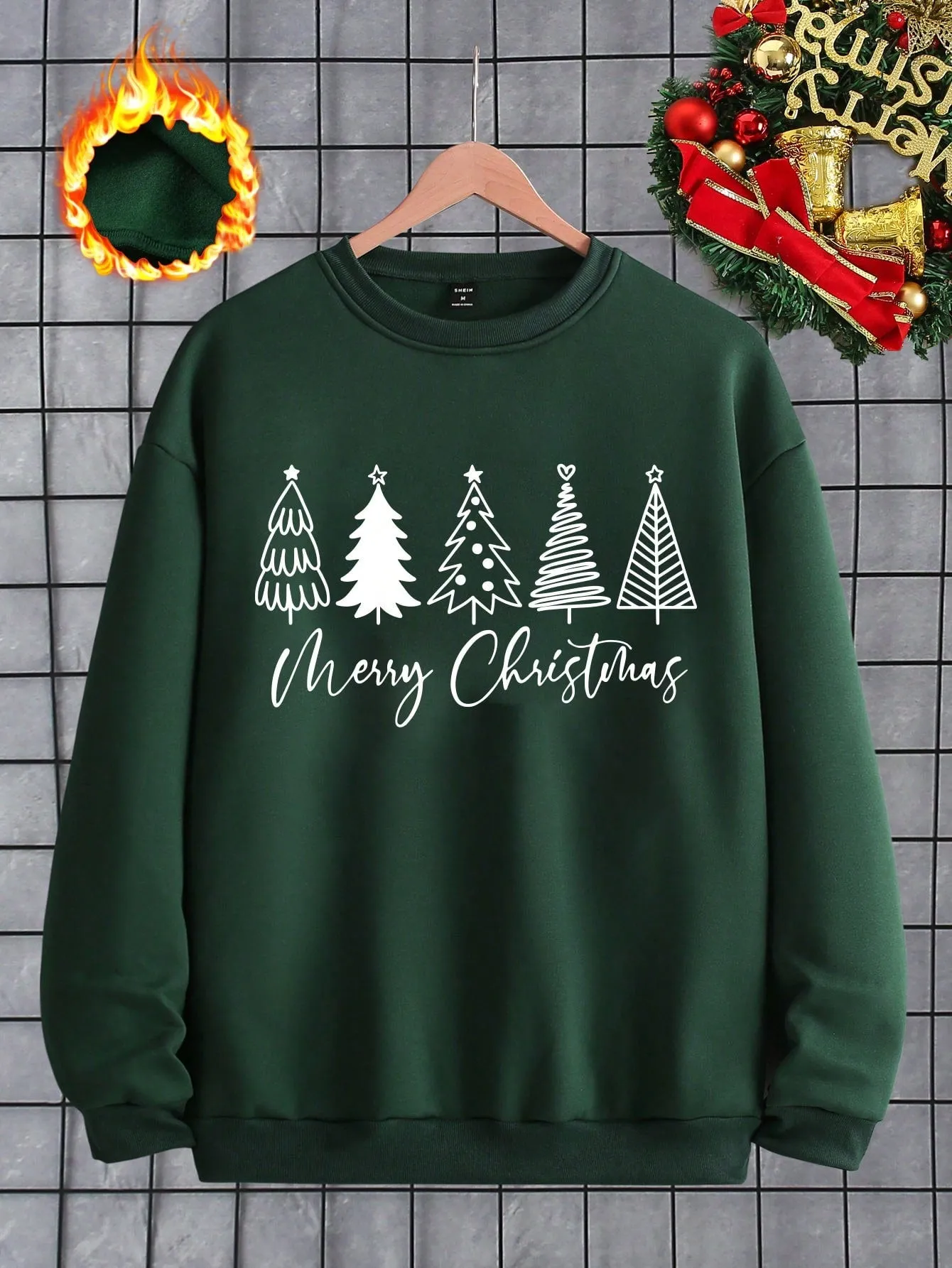 Christmas tree hooded sweatshirt|Men's Casual Merry Christmas  Neck Sweatshirt
