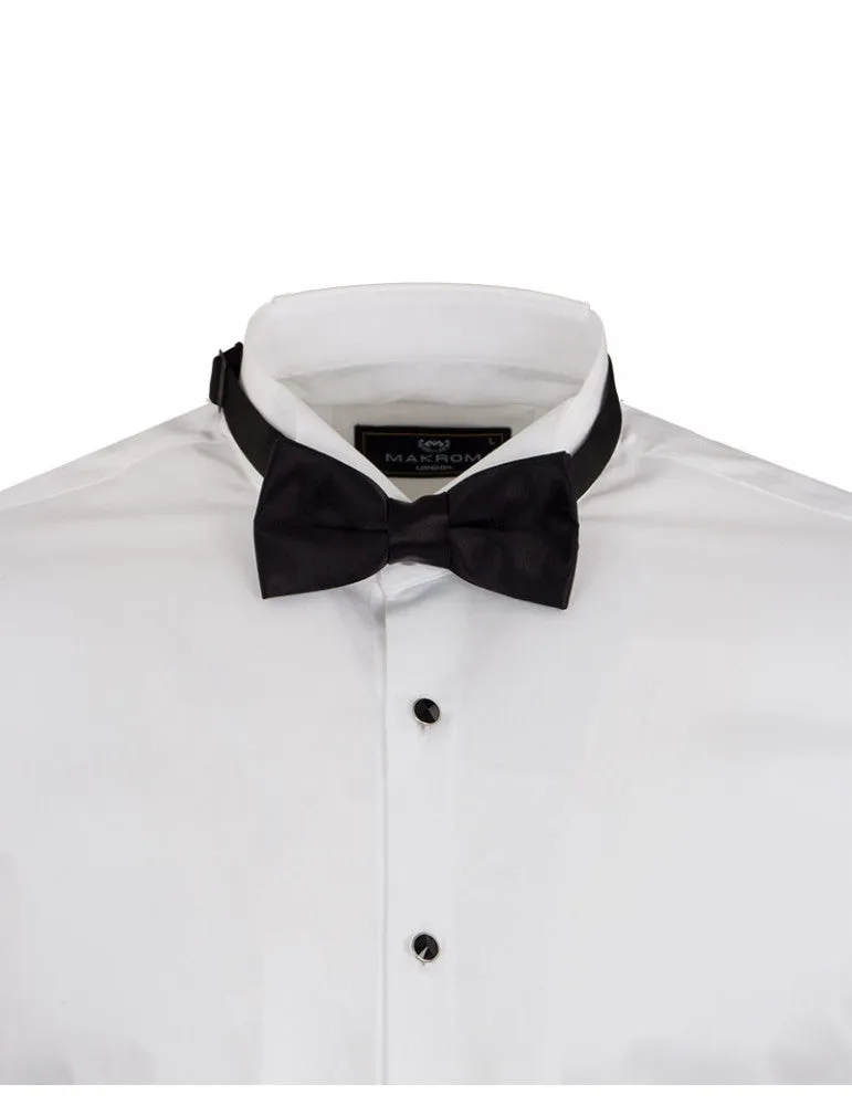 Classic Plain Wing Collar Bow Tie Men's Shirt