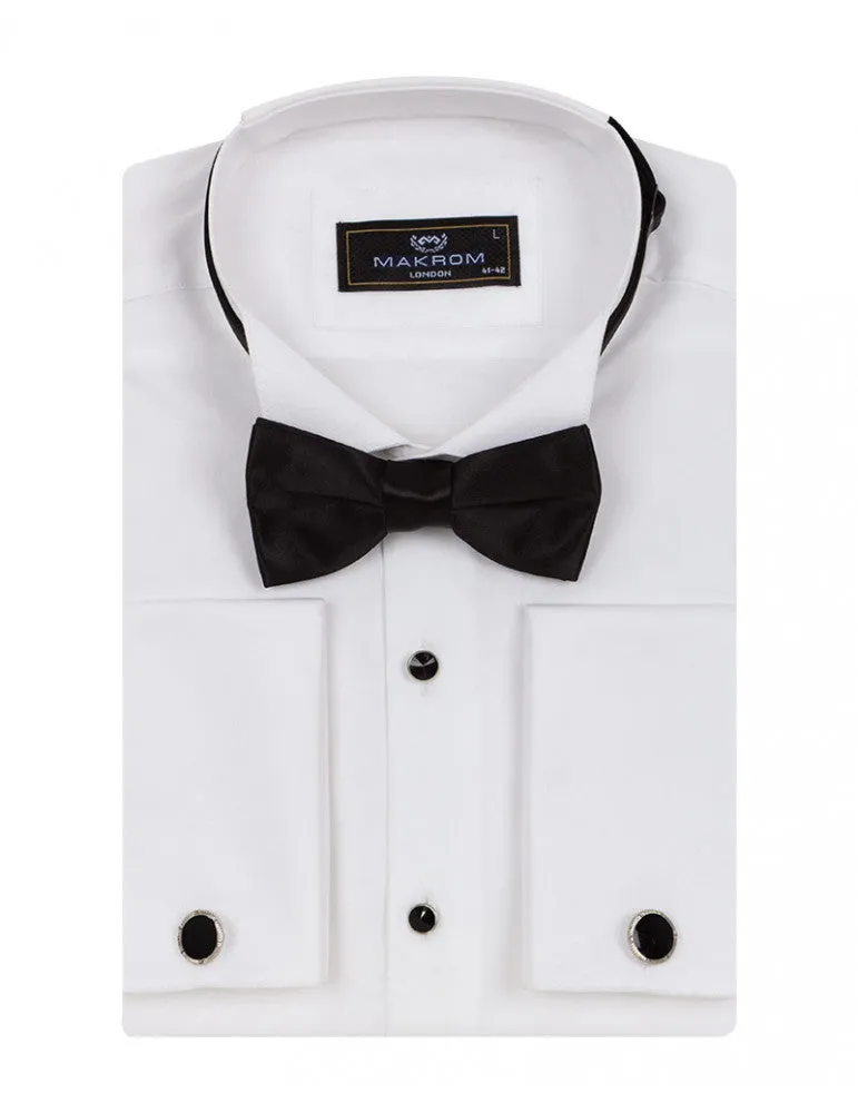 Classic Plain Wing Collar Bow Tie Men's Shirt
