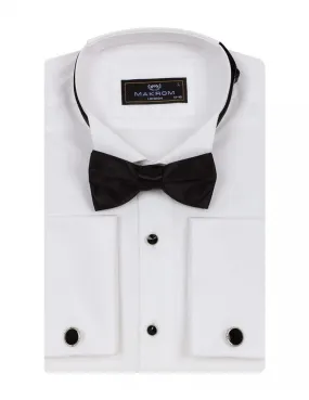 Classic Plain Wing Collar Bow Tie Men's Shirt