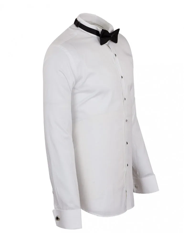 Classic Plain Wing Collar Bow Tie Men's Shirt