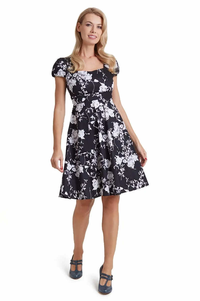 Claudia Monochrome Floral Swing Dress