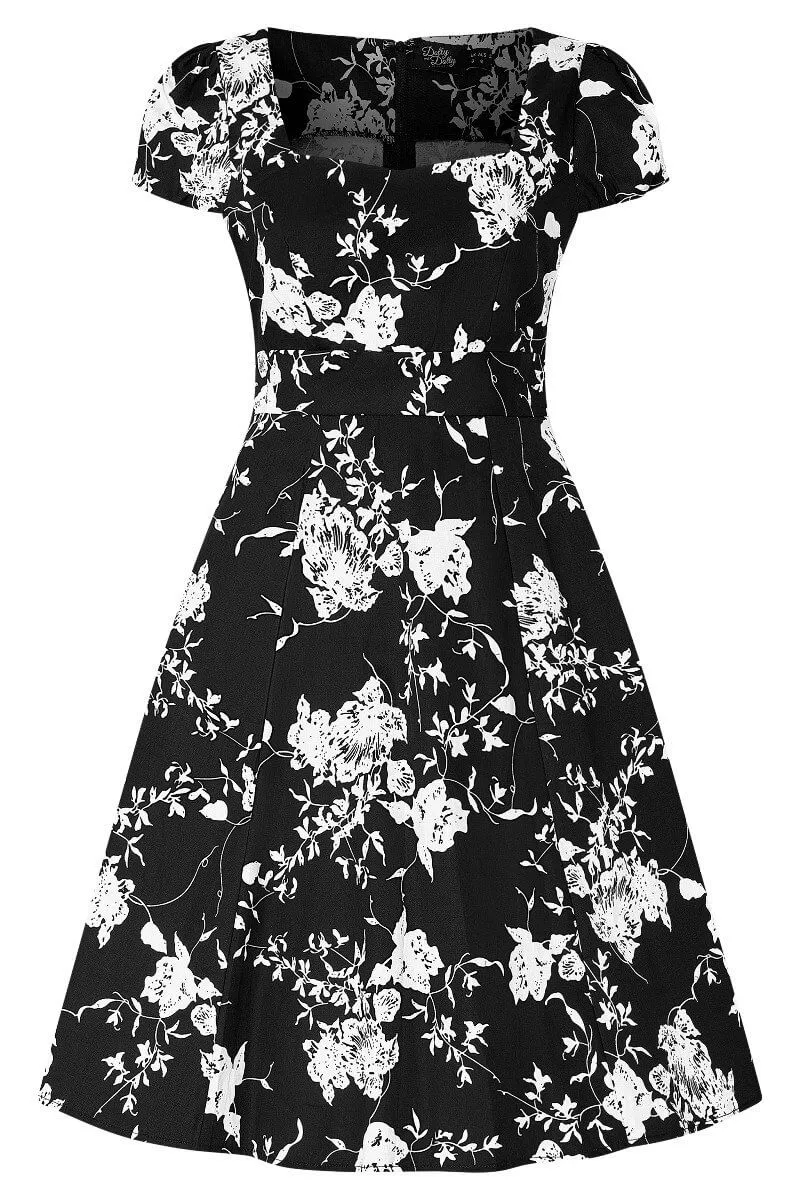 Claudia Monochrome Floral Swing Dress