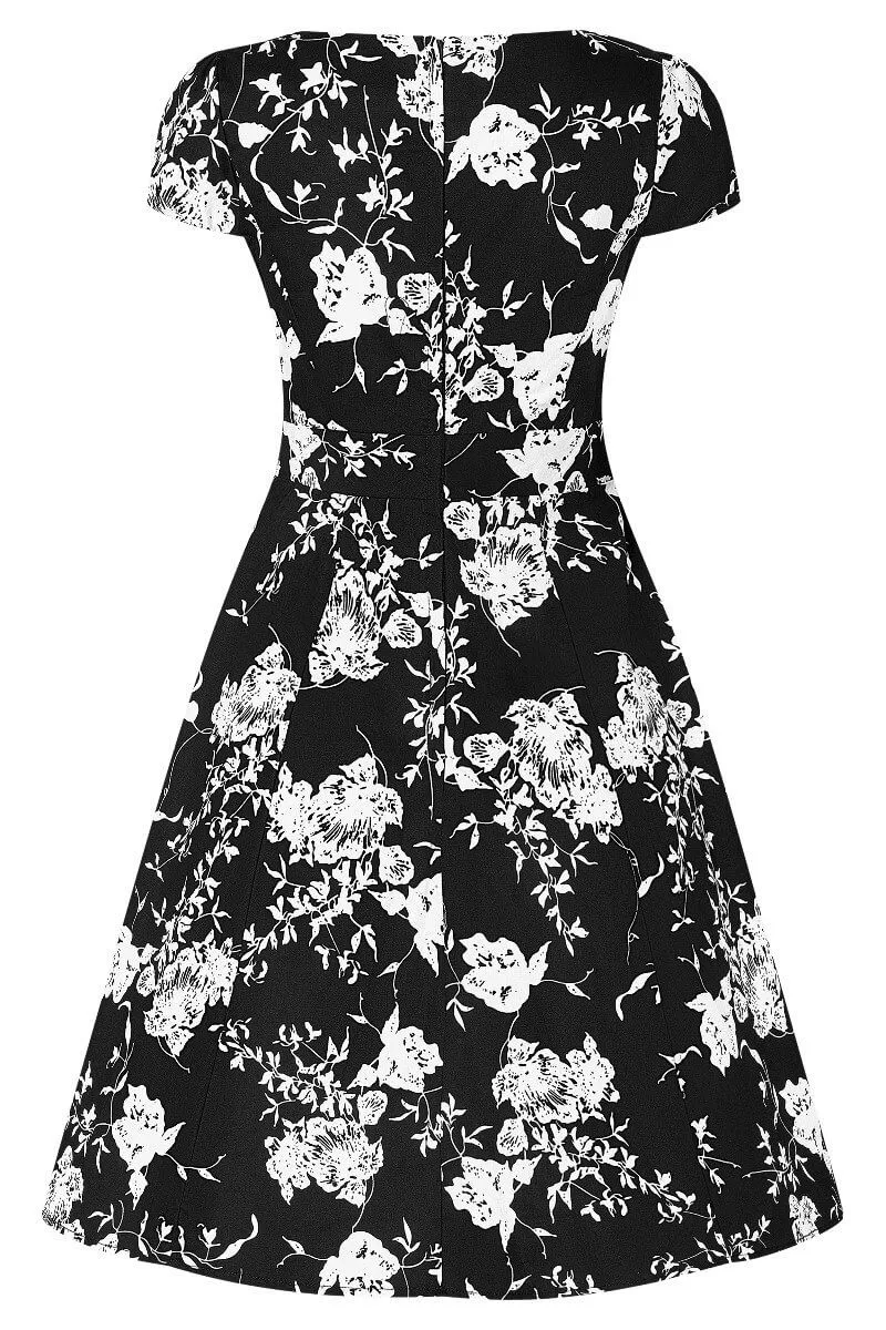 Claudia Monochrome Floral Swing Dress
