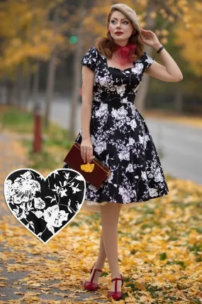Claudia Monochrome Floral Swing Dress