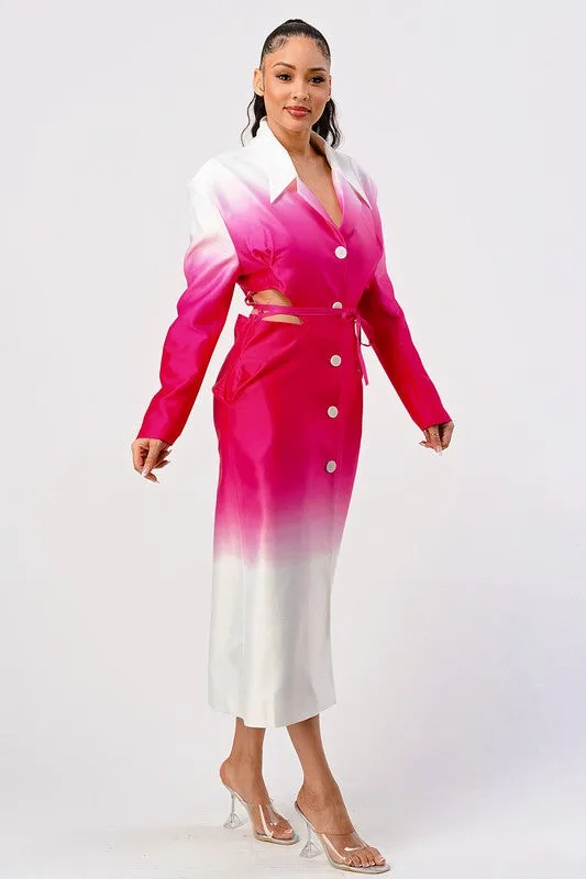 Color Gradient Spring Trench Coat