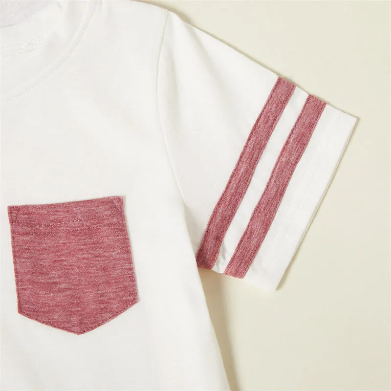 Colorful Striped Dress Stitching Short Sleeve T-shirt Family Matching Outfits