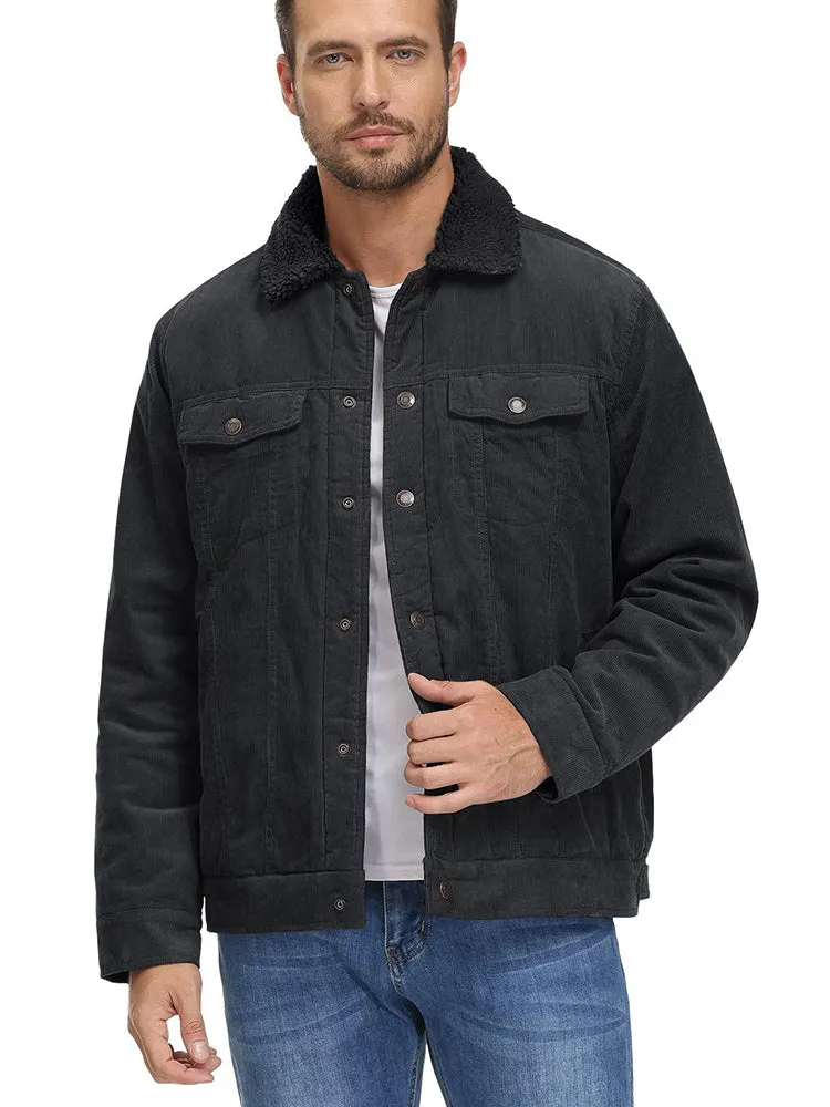 Corduroy Fleece Jacket Lapel Plush Lambswool Coat