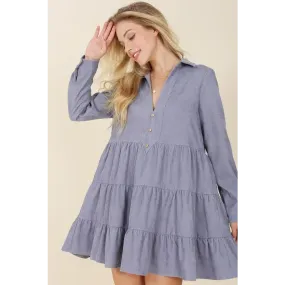 Corduroy tiered dress
