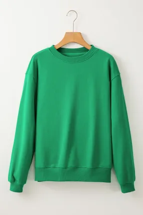 Cozy Meadow Mauve Fleece-Lined Drop Shoulder Terry Sweatshirt