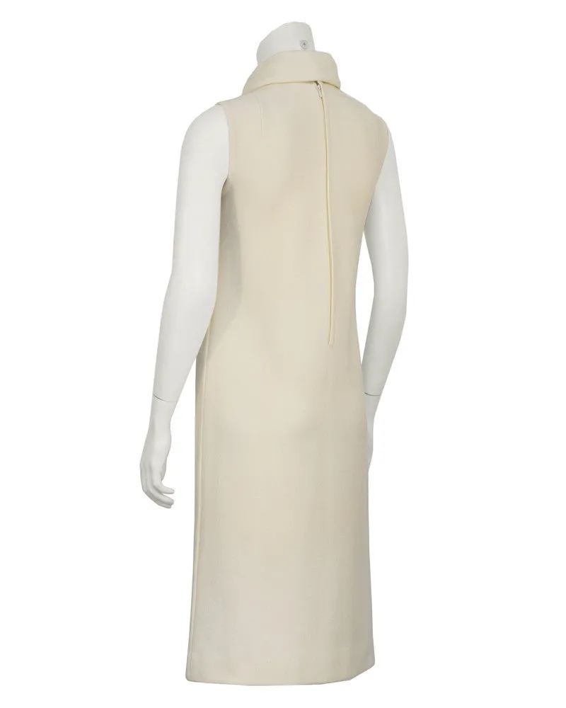 Cream and Green Dress with Matching Scarf