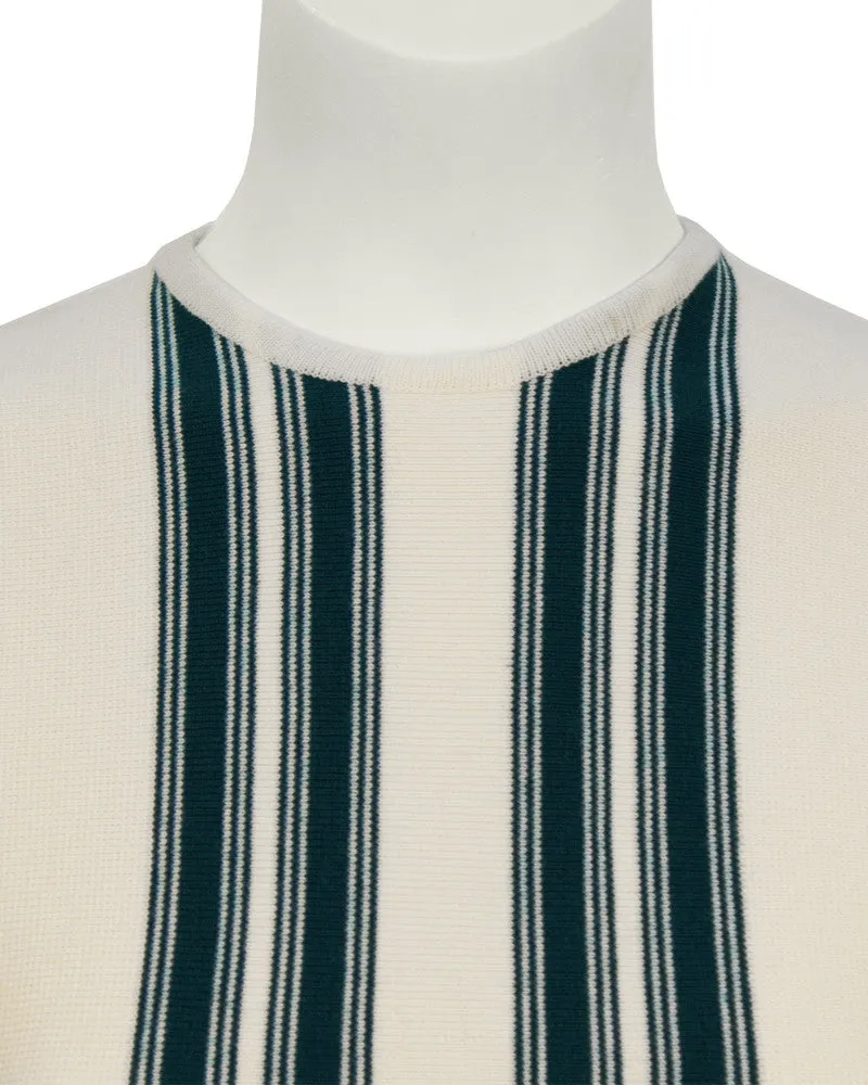 Cream and Green Dress with Matching Scarf