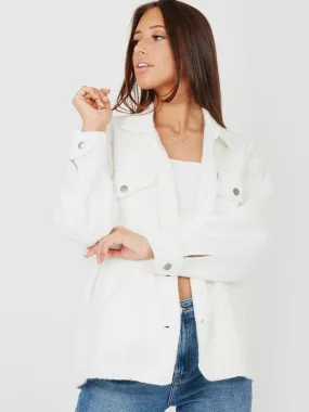 Cream Button Shirt Jacket
