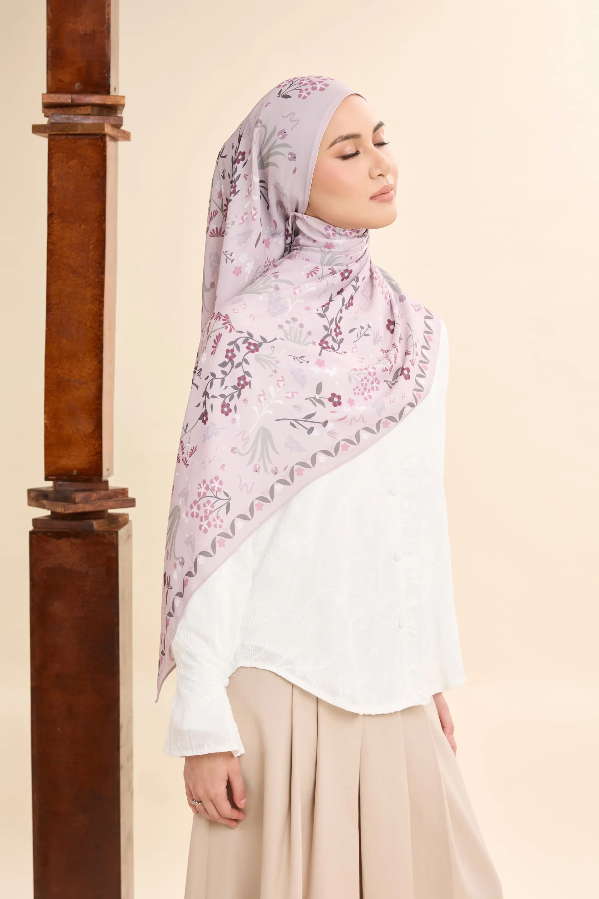 Daian Soft Mauve Printed Chiffon Shawl