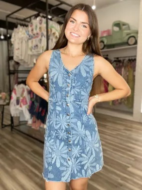 Daisy Denim Print Dress