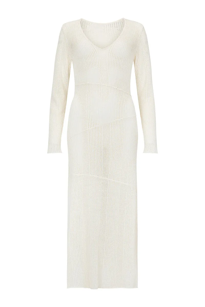DAYS GO BY KNIT MIDI DRESS - CREAM