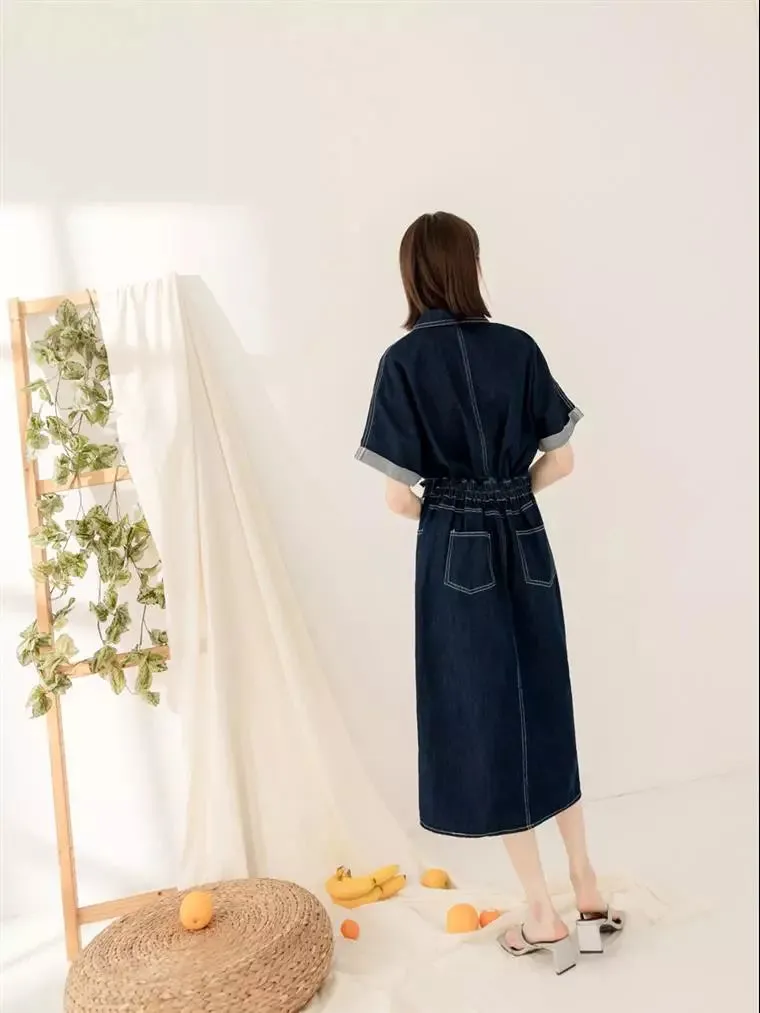 Denim Elastic Back Dress