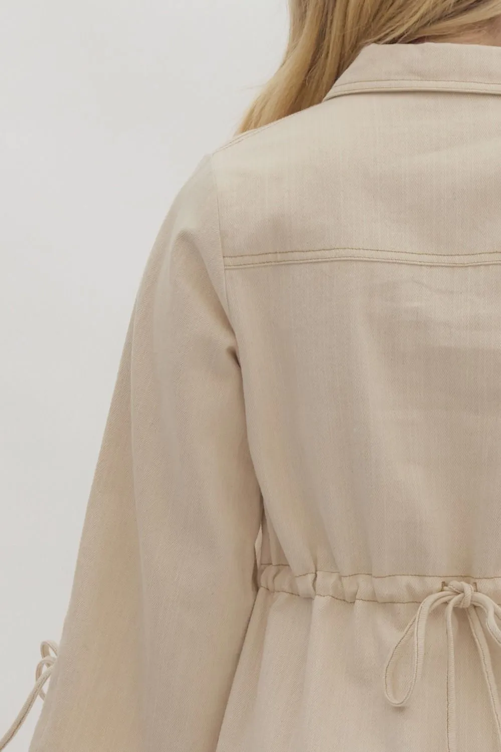 Denim Long Sleeve Pullover Dress - Sand