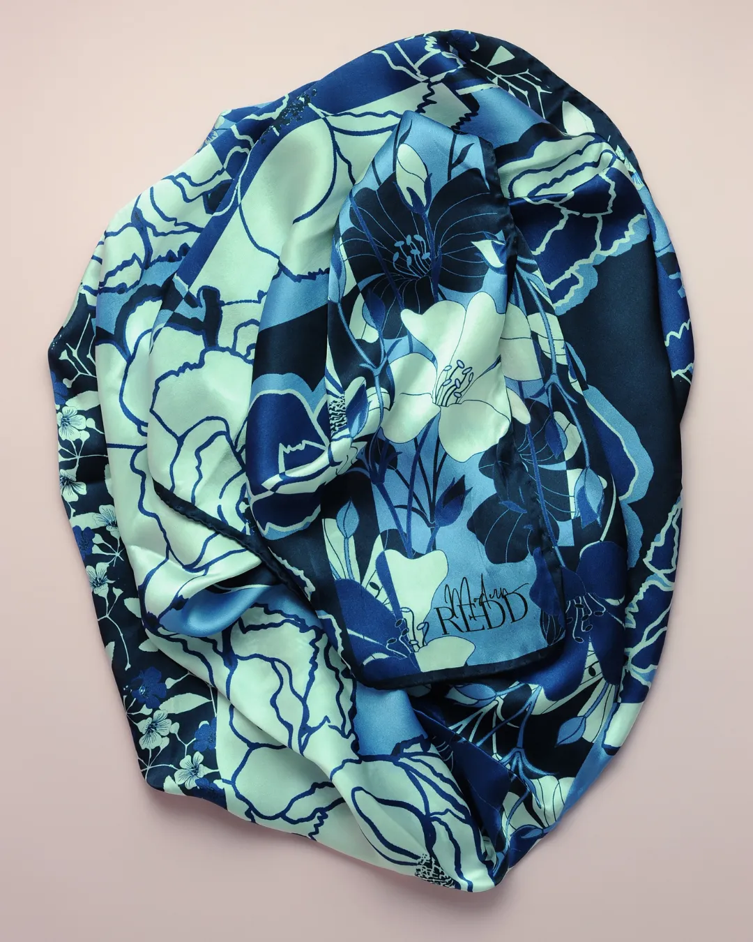 Diane Culture Redd Blue Skies Floral Silk Scarf