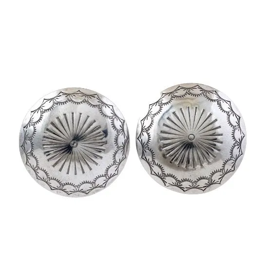 Domed Silver Concho Navajo Earrings