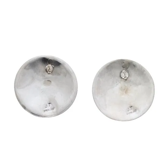 Domed Silver Concho Navajo Earrings