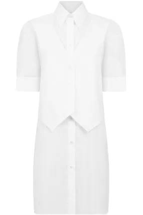 DOUBLE LAYER SHIRT DRESS S/S WHITE