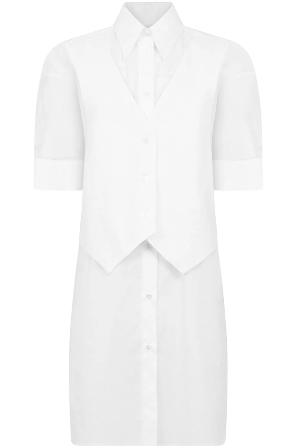 DOUBLE LAYER SHIRT DRESS S/S WHITE