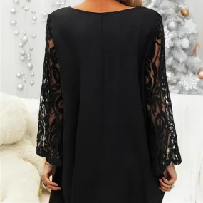 Elegant black dress with lace for women