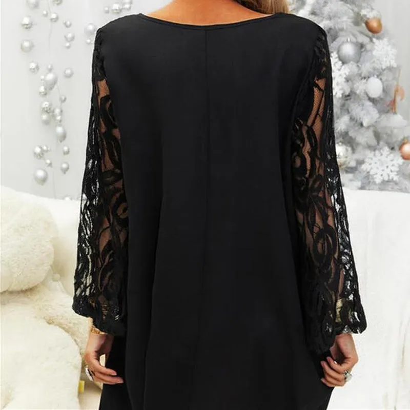 Elegant black dress with lace for women