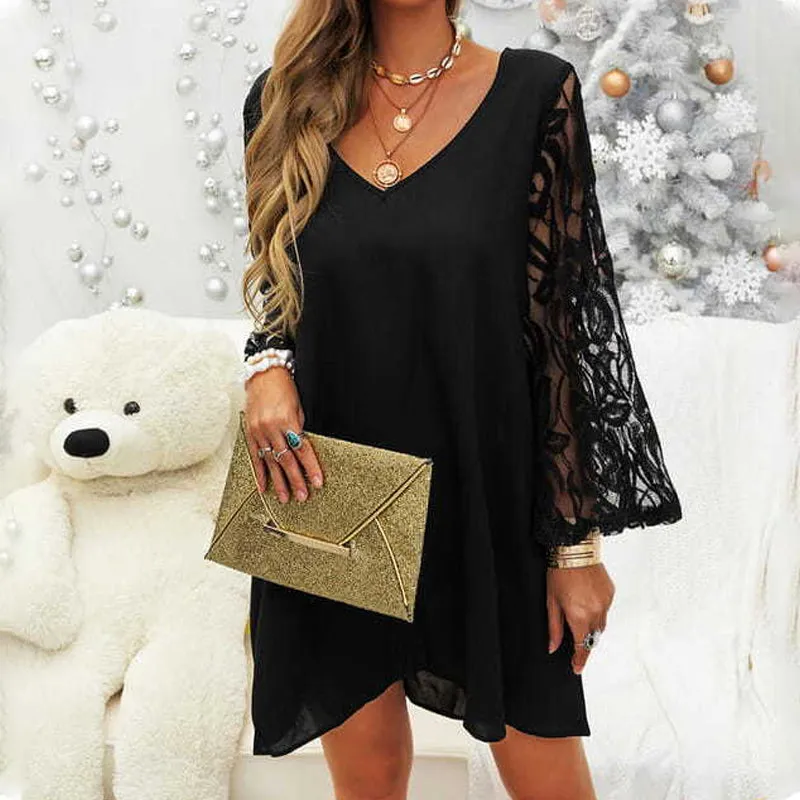 Elegant black dress with lace for women