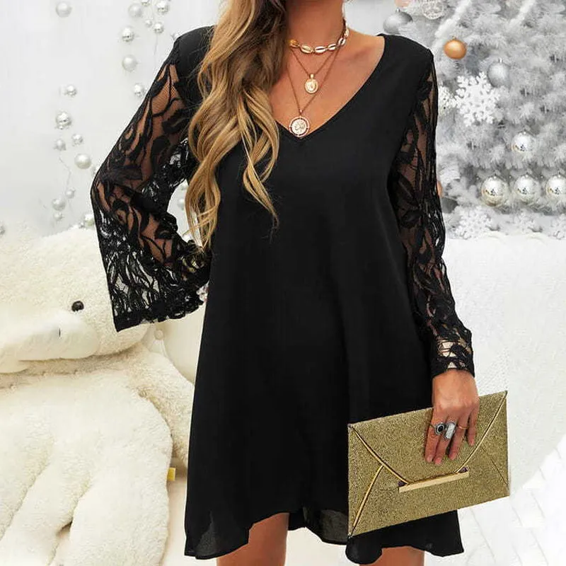 Elegant black dress with lace for women