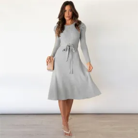 Elegant Puff Sleeve Knitted Dress