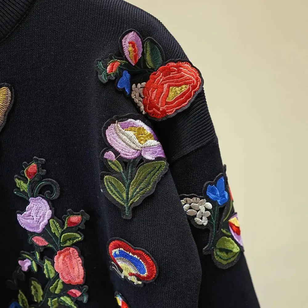 Embroidered Butterfly Floral Sweatshirt And Pants