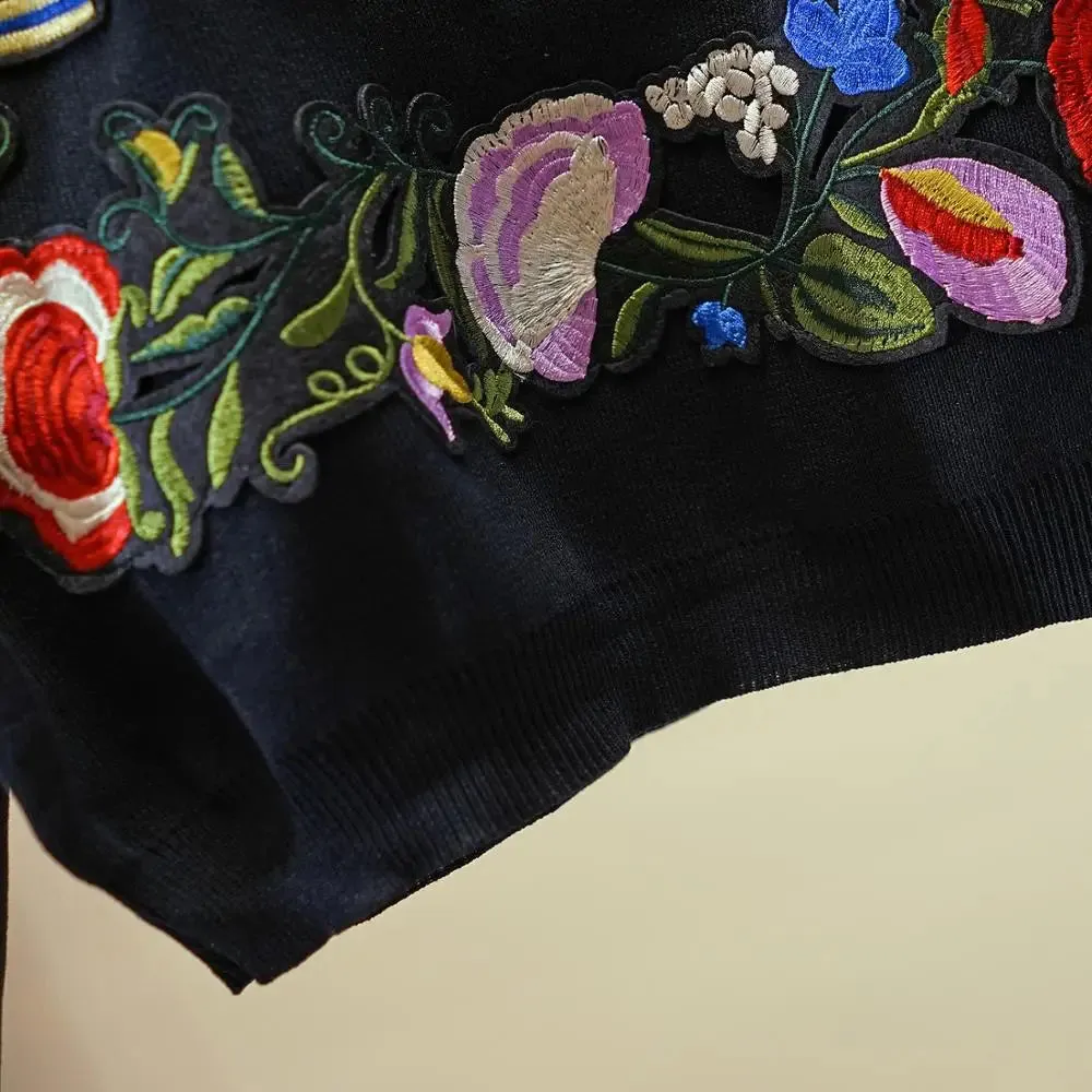 Embroidered Butterfly Floral Sweatshirt And Pants
