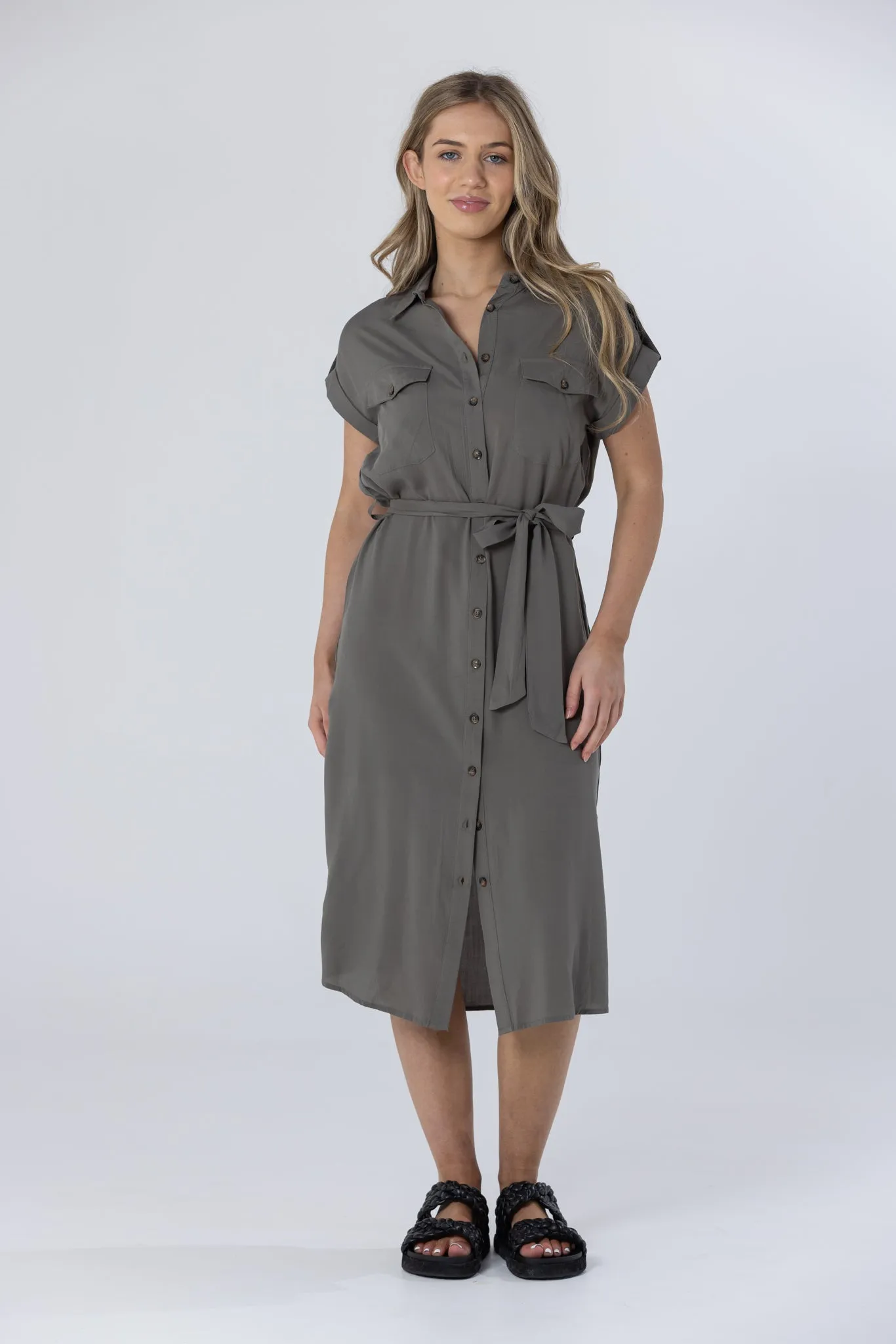 EMERY SHIRT DRESS - Khaki