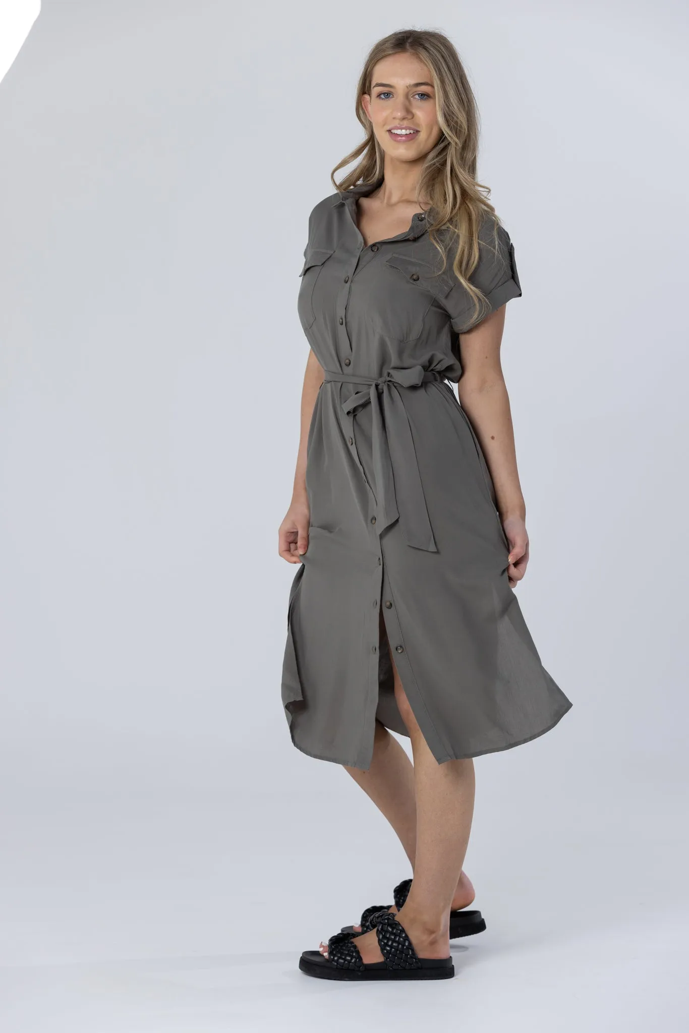 EMERY SHIRT DRESS - Khaki