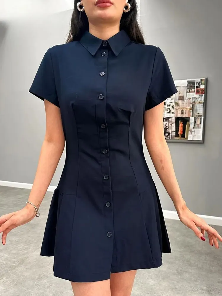 Emma – Casual Turn-Down Collar Shirt Dress