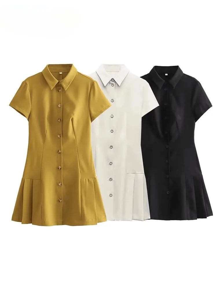 Emma – Casual Turn-Down Collar Shirt Dress