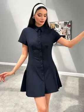 Emma – Casual Turn-Down Collar Shirt Dress