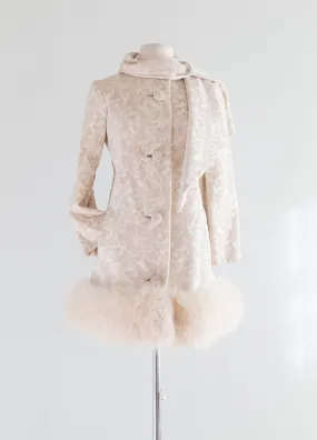 Fabulous 1960's Lilli Ann Tapestry Coat With Fur Trim / Small