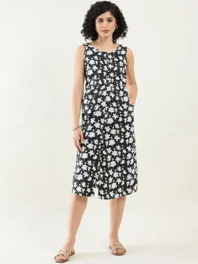 Floral Printed Sheath Dress in Monochrome