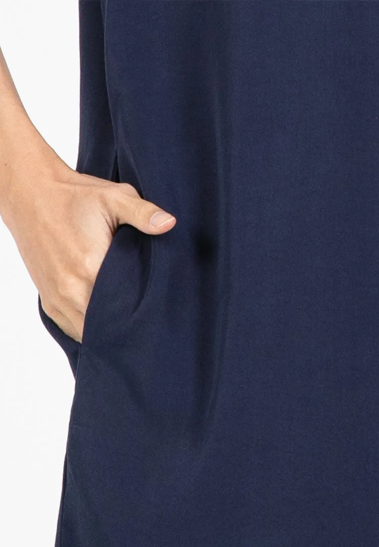 Forest Ladies Rayon Lyocell Plain Shirt Dress Women Short Sleeve Shirt Dress| Baju Kemeja Perempuan - 885078
