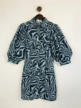 Ganni Women's Balloon Sleeve Shirt Dress | 36 | Blue