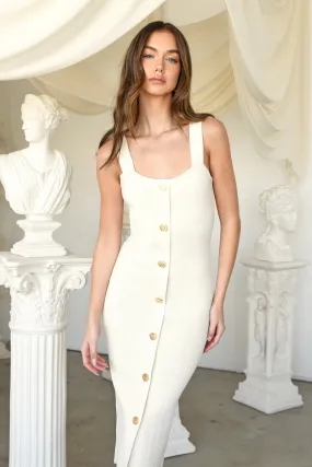 Gayle Knit Pencil Dress- Oyster White