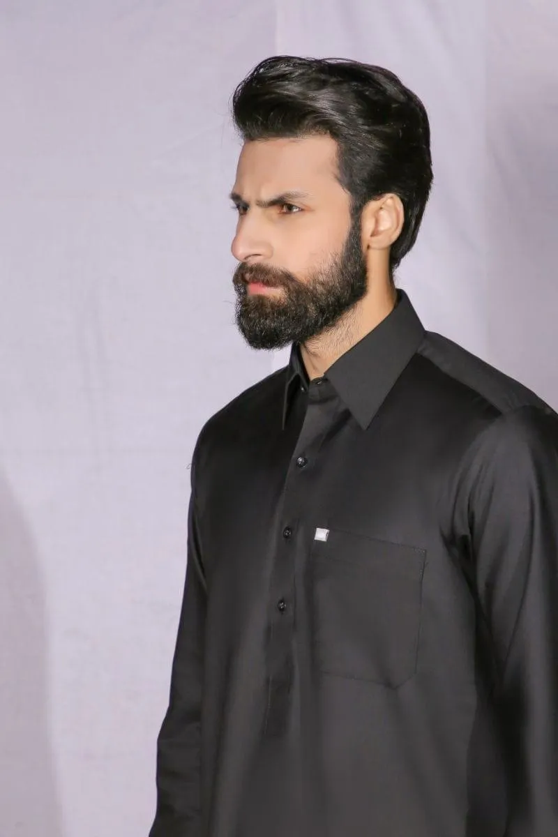 GEM Garments - Classic Black Shalwar Kameez Collar - 2 Piece