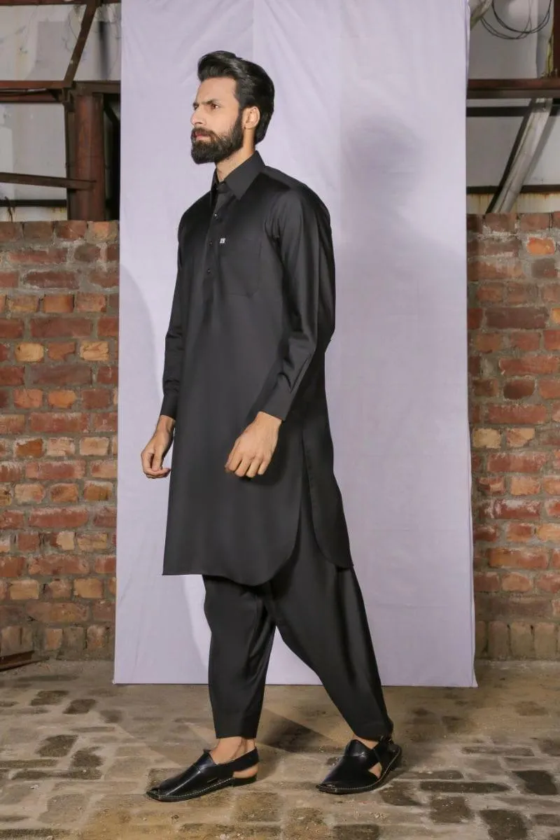GEM Garments - Classic Black Shalwar Kameez Collar - 2 Piece